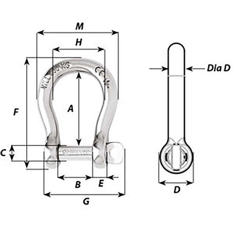 Wichard Self-Locking Bow Shackle - Diameter 5mm - 3/16" [1242W]