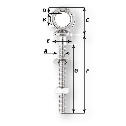Wichard Eye Bolt - Diameter 15/32" - Length 2-3/8" [6491W]