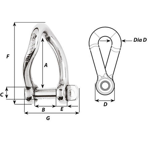 Wichard Self-Locking Twisted Shackle - 10mm Diameter - 13/32" [1225W]