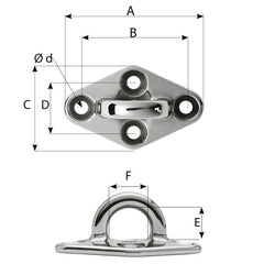 Wichard Diamond Pad Eye - Round - 98mm Length (3-55/64") - M8 Screw [6646]